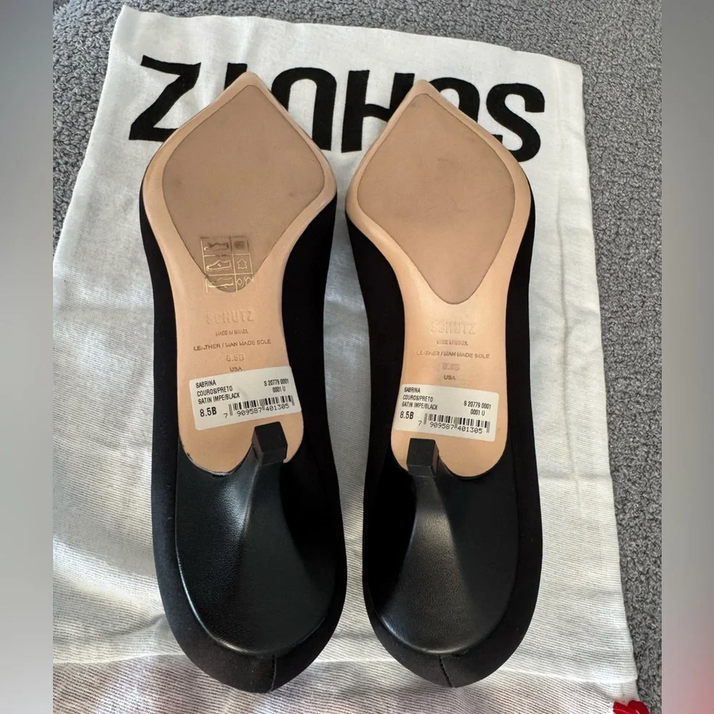 SCHUTZ Black Pointed Toe Kitten Heel Pump